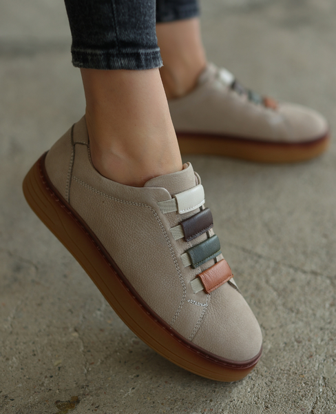 Skórzane szare sneakersy damskie Talissa