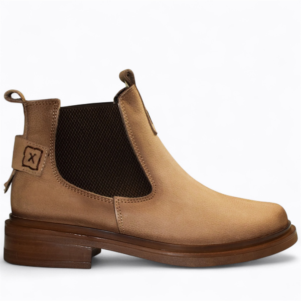 Manelia Beige Leather Women's Ankle Boots