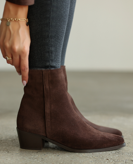 Zafrina Brown Leather Women's Ankle Boots