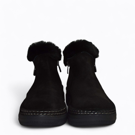 Skórzane czarne botki damskie Rosalbi