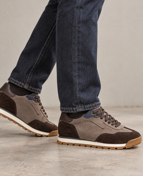 Steller Men's Taupe Leather Sneakers