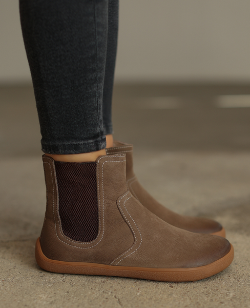 Skórzane barefoot szare sztyblety damskie Galoria