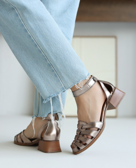 Ivelina Women's Leather Copper Sandals