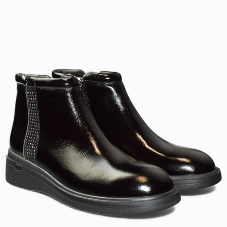 SKÓRZANE CZARNE BOTKI DAMSKIE SARVINA