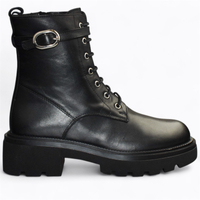 Skórzane czarne trzewiki damskie Fenolin