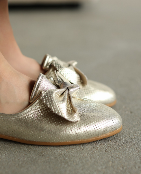 Lomisel Women's Gold Leather Low-Cut Shoes