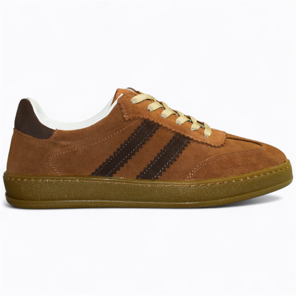 Skórzane rude sneakersy damskie Magline