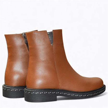 SKÓRZANE RUDE BOTKI DAMSKIE MARITHA