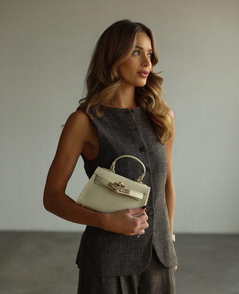 Ignatia XS Ecru – Women's Mini Leather Handbag
