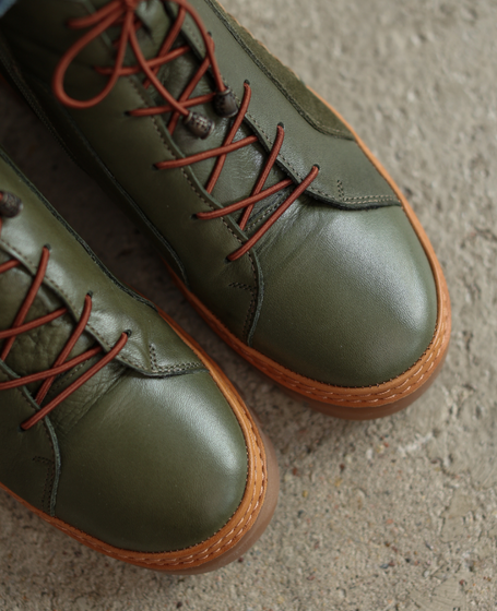 Kateria Women's Olive-Green Leather Boots