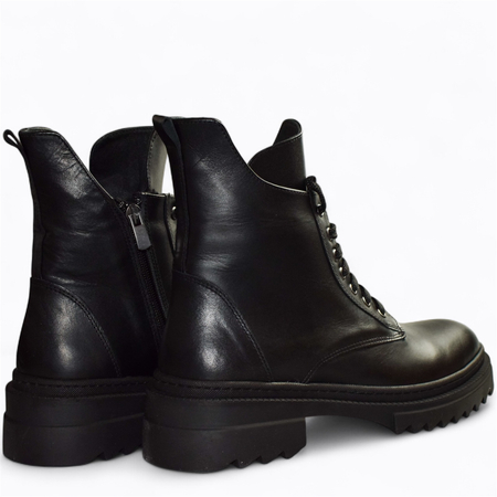 Skórzane czarne trzewiki damskie Uvenira