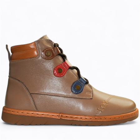 SKÓRZANE SZARE TRZEWIKI DAMSKIE NORILEN