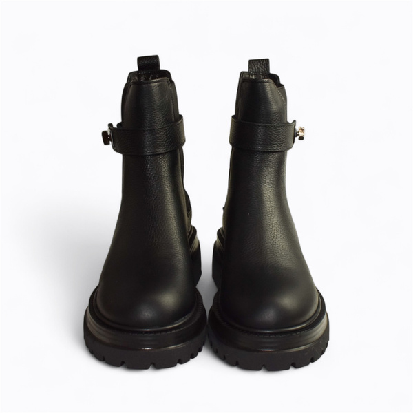 Miranil Women's Black Leather Ankle Boots