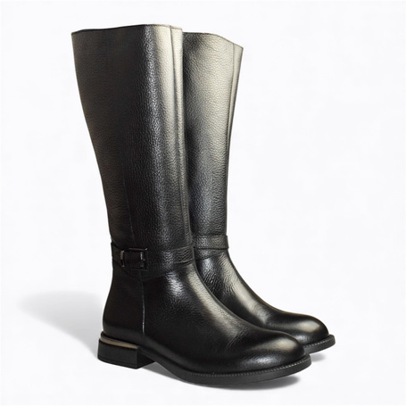 Taliona Women's Black Leather Knee-High Boots