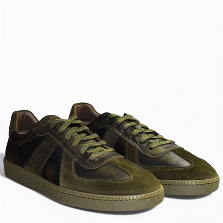 Elmerin Men's Green Leather Low-Cut Shoes