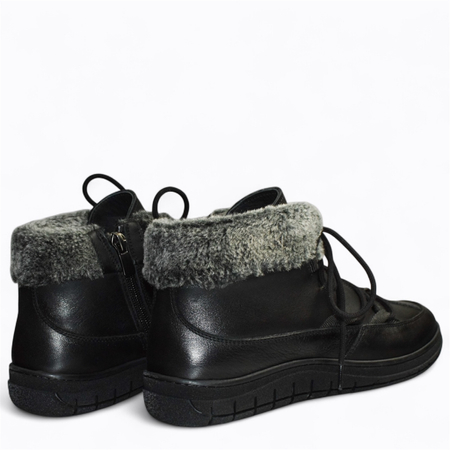 Skórzane czarne śniegowce damskie barefoot Renalia