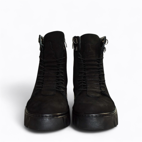 Hadrina Women's Black Leather Ankle Boots