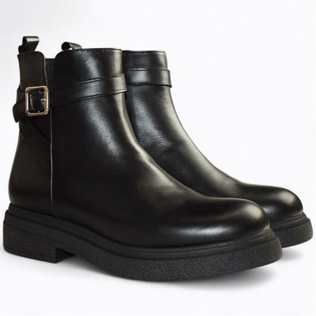 Kessina Women's Black Leather Ankle Boots