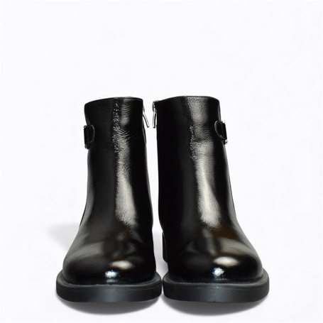 ZINETHI BLACK LEATHER WOMEN'S ANKLE BOOTS