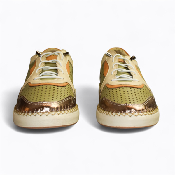 Rinelei Women's Green Leather Low-Cut Shoes
