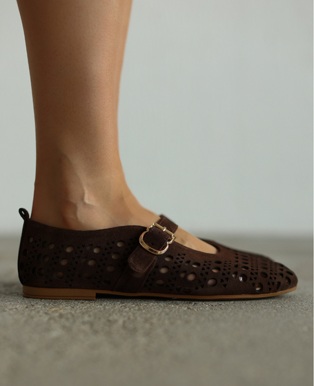 Seperti Women's Leather Chocolate-Brown Low-Cut Shoes