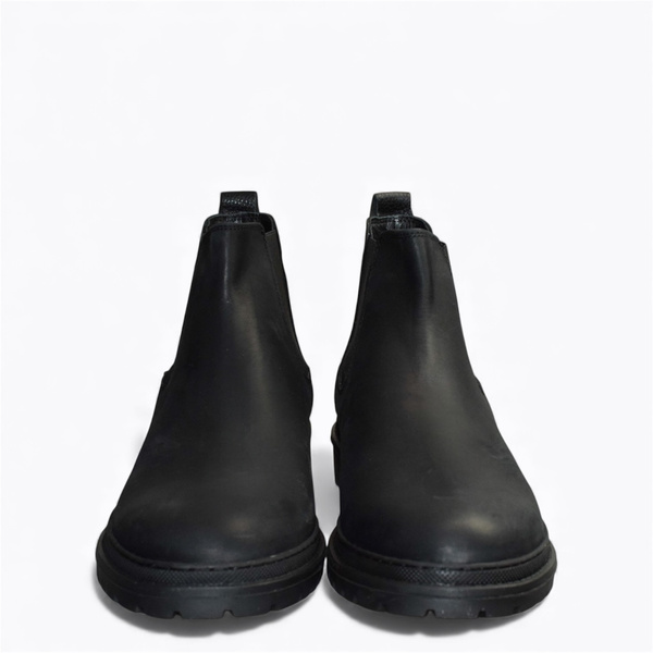 BARNABY MEN'S BLACK LEATHER ANKLE BOOTS