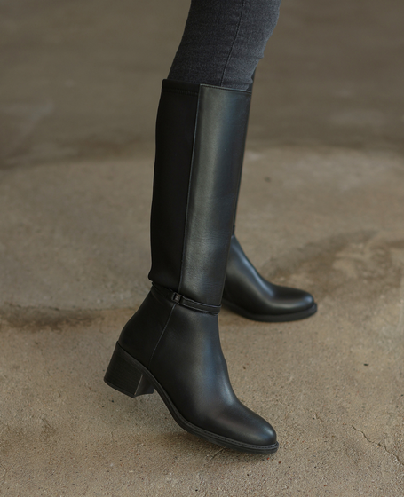 Wendela Women's Black Leather Knee-High Boots