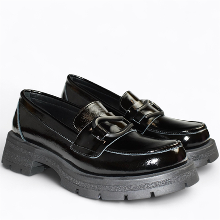 SKÓRZANE CZARNE PÓŁBUTY DAMSKIE FERNANDI