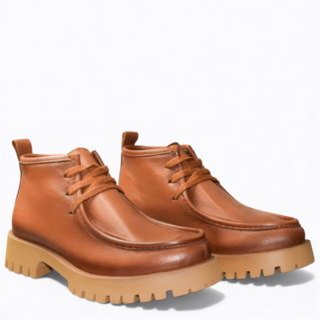 SKÓRZANE RUDE BOTKI DAMSKIE RHANIEL