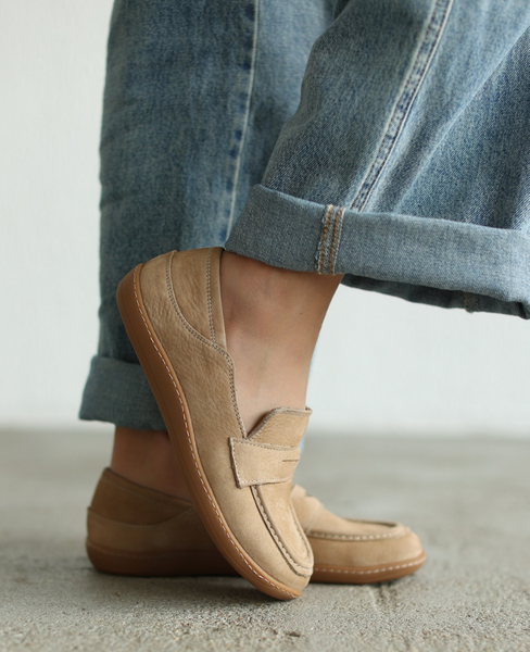 Balvori Beige Leather Women's Barefoot Shoes