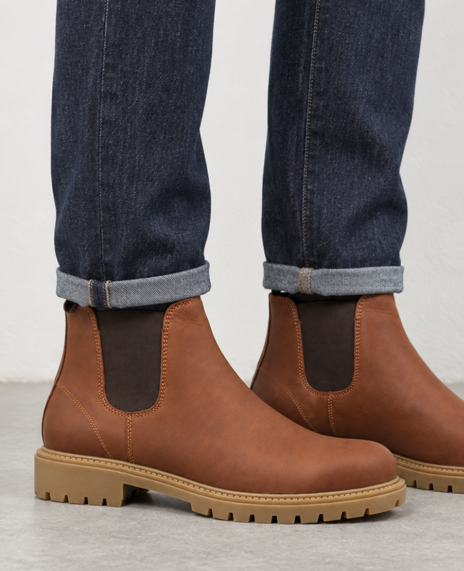 Eldrick Men's Brown Leather Chelsea Boots