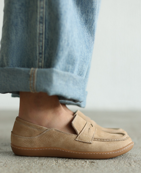 Balvori Beige Leather Women's Barefoot Shoes