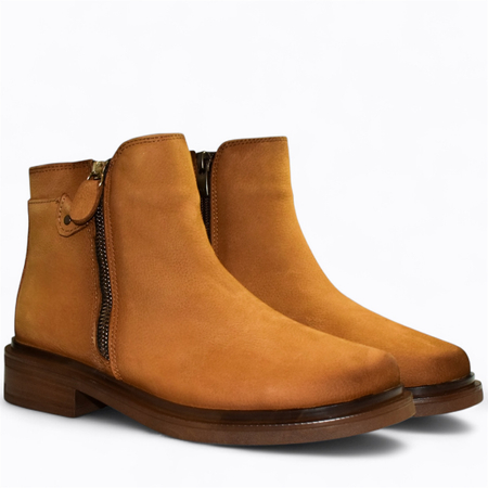 Skórzane rude botki damskie Perlina