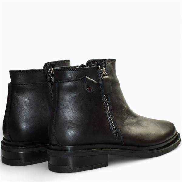 Perlina Women's Black Leather Ankle Boots