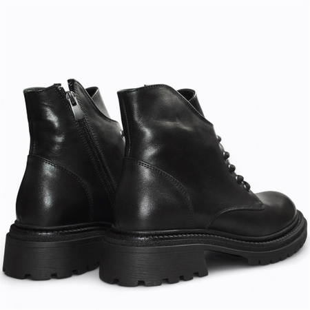 SKÓRZANE CZARNE BOTKI DAMSKIE FANTINA