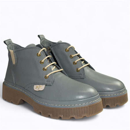 SKÓRZANE DENIMOWE TRZEWIKI DAMSKIE MARKENA