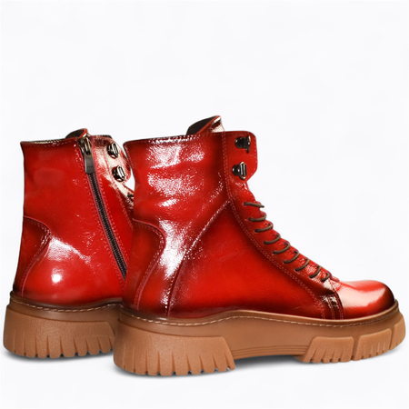 SKÓRZANE CZERWONE BOTKI DAMSKIE IDALINA