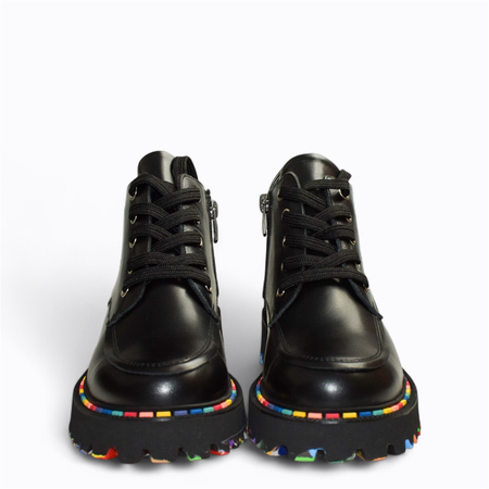 Skórzane czarne trzewiki damskie Siliona