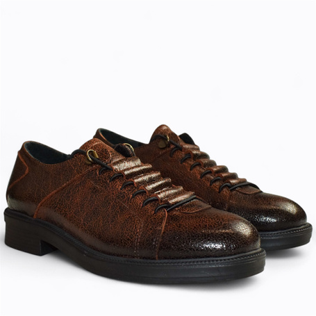 Miravia Women's Orange Leather Low-Cut Shoes