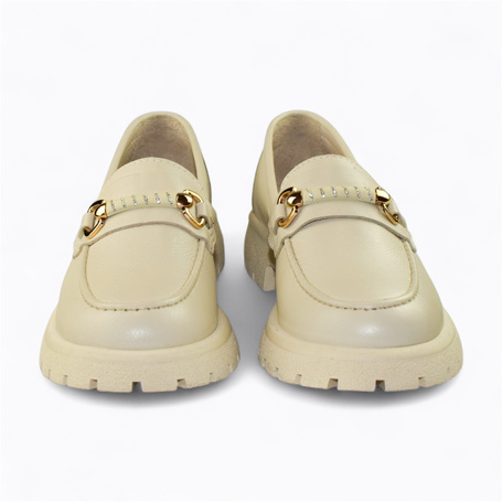Medrena Beige Leather Women's Shoes