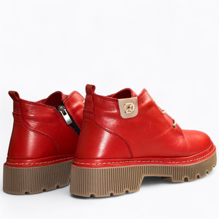 SKÓRZANE CZERWONE TRZEWIKI DAMSKIE ISOVENA