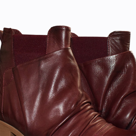 Skórzane bordowe botki damskie Hirenia