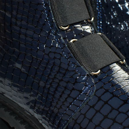 SKÓRZANE GRANATOWE BOTKI DAMSKIE GALENNA