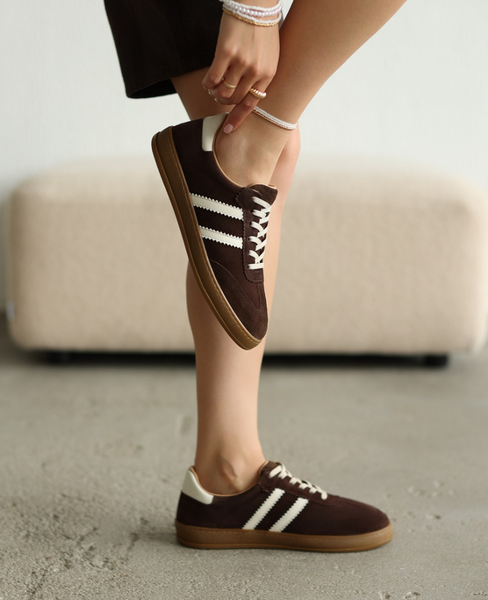 Magline Women's Leather Chocolate-Colored Sneakers