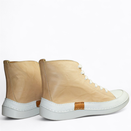 SKÓRZANE BEŻOWE TRZEWIKI DAMSKIE HEKATIA