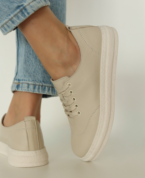 Skórzane beżowe sneakersy Freddia