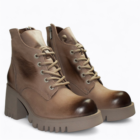 SKÓRZANE SZARE BOTKI DAMSKIE ISADORA