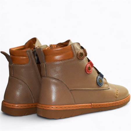 SKÓRZANE SZARE TRZEWIKI DAMSKIE NORILEN