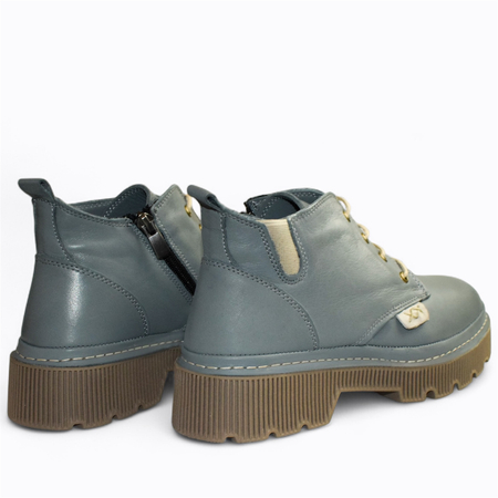 Skórzane denimowe trzewiki damskie Markena