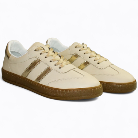 SKÓRZANE BEŻOWE SNEAKERSY DAMSKIE MAGLINE